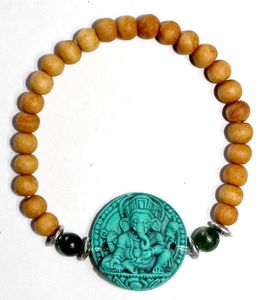 Sandalwood Elastische Armband Turquoise Ganesha