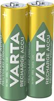 VARTA Recharge Accu Recycled oplaadbaar, Ready-to-use voorgeladen AAA Micro Ni-MH accu (verpakking met 2 stuks, 2100mAh) - voor 11% gemaakt van hergebruikt materiaal - herlaadbaar zonder memory-effect