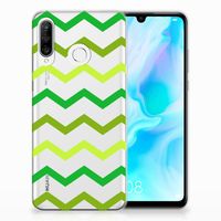 Huawei P30 Lite TPU bumper Zigzag Groen - thumbnail