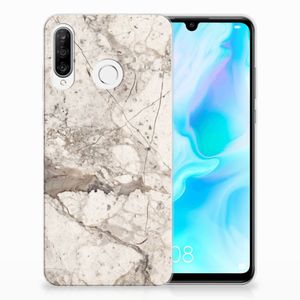 Huawei P30 Lite TPU Siliconen Hoesje Marmer Beige