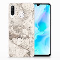 Huawei P30 Lite TPU Siliconen Hoesje Marmer Beige