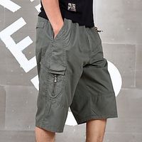 Voor heren Cargoshorts Korte broek Capri broeken Elastische taille Meerdere zakken Effen Comfort Draagbaar Kuitlengte Buiten Dagelijks Uitgaan Sport Stijlvol Zwart Groen Lightinthebox - thumbnail