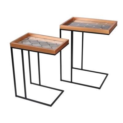 Bijzettafel - Sidetable - Dienbladtafel - Zwart/Wit - Set van 2 stuks Bijzettafel - Sidetable - Dienbladtafel - Zwart/Wit - Set van 2 stuks