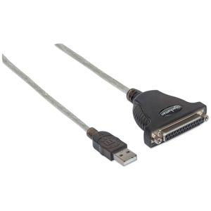 Manhattan USB 1.1 Aansluitkabel [1x USB 1.1 stekker A - 1x D-sub bus 25-polig] Adapter 1.80 m