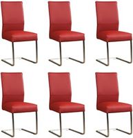 Set van 6 Rode leren industriële eetkamerstoelen Remix - poot vierkant rvs - Toledo Leer Red (rood leer)