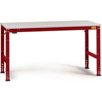 Manuflex LU4026.3003 ESD ESD-werktafel universele standaard achtergrond tafel met kunststof plaat, bxdxh = 1250 x 600 x 766-876 mm Robijn-rood - thumbnail