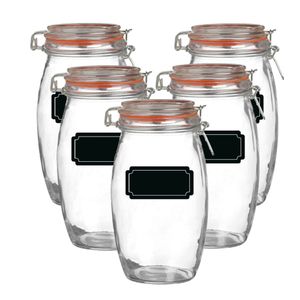 Weckpot/inmaakpot - 10x - 1.3L - glas - met beugelsluiting - incl. etiketten