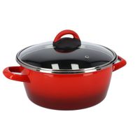 Rvs rode kookpan/pan met glazen deksel 24 cm 8 liter   -