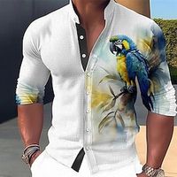 Voor heren Overhemd Flamingo Grafische prints Papegaai Opstaand Geel Blozend Roze Rood blauw Groen Buiten Straat Lange mouw Afdrukken Kleding Modieus Streetwear Ontwerper Casual Lightinthebox - thumbnail