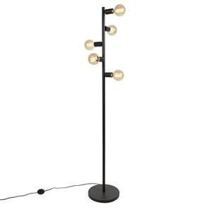 QAZQA Moderne vloerlamp zwart 5-lichts - Facil