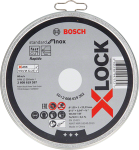 Bosch Accessoires X-LOCK Slijpschijfblik 10x Standard for Inox 10x125x1x22.23mm, recht - 1 stuk(s) - 2608619267