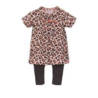 Dirkje baby jurk + legging met all over print oudroze/antraciet