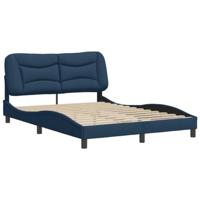 VidaXL Bedframe Met Hoofdbord Stof Blauw 140x190 cm, Ombouw, Stoffen Bed, Bedbodem, 2-Persoons, Gebogen