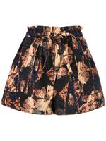 Ulla Johnson short fleuri Edlyn à lien de resserrage - Marron