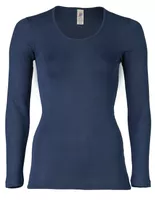 Dames Shirt Lange Mouw Zijde Wol Engel Natur, Kleur Navy blauw, Maat 38/40 - Medium