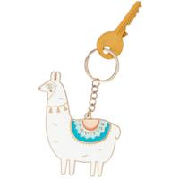 Doiy sleutelhanger Oversized Lama 11,8 cm staal/zink wit/blauw
