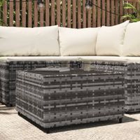 Salontafel tuin vierkant 50x50x30 cm poly rattan grijs - thumbnail