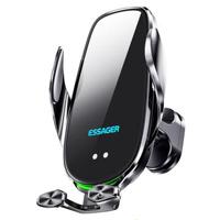 ESSAGER 15W Smart Car Draadloze Oplader Voertuig Telefoon Mount Charger Air Vent telefoonhouder met Ambient Light