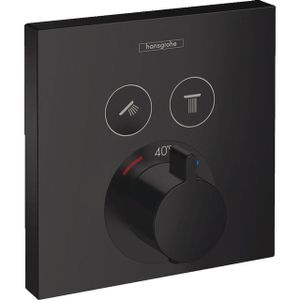 Hansgrohe ShowerSelect afbouwdeel v. inbouwkraan thermostatisch v. 2 douchefuncties m. start/stop-kraan mat zwart 15763670