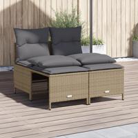 4-delige Loungeset met kussens poly rattan beige