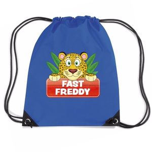 Fast Freddy het luipaard rugtas / gymtas blauw voor kinderen