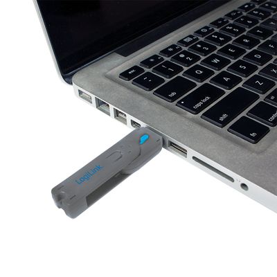 LogiLink USB PORT LOCK, 1 KEY USB-A-poortslot Zilver, Blauw Incl. 1 sleutel