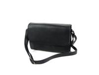 3 vaks nappa leren dames clutch schoudertas zwart