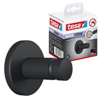 tesa® MOON BLACK Handdoekhaak, mat zwart, voor Badkamer en Wc - voor Badkamers in Industriële en Moderne Stijl - Zonder Boren, Zelfklevend - 37 mm x 37 mm x 36 mm