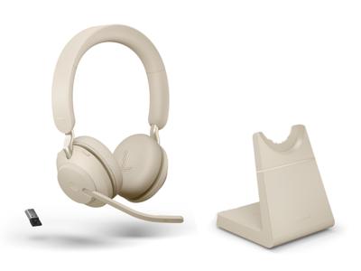 Jabra Evolve2 65, MS Stereo Headset Draadloos Hoofdband Kantoor/callcenter USB Type-A Bluetooth Beige