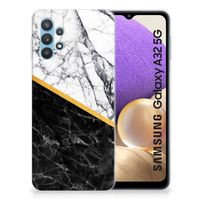 Samsung Galaxy A32 5G TPU Siliconen Hoesje Marmer Wit Zwart - Origineel Cadeau Man - thumbnail