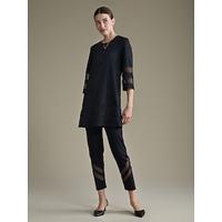 modal transparant los T-shirt met 3/4-mouwen en modal casual skinny broek met volledige lengte, tweedelige set