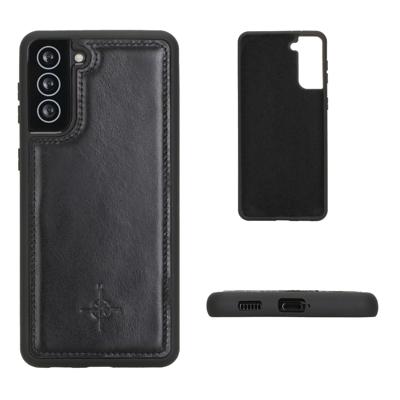 NorthLife - Samsung Galaxy S21 Plus - Backcover hoesje Echt Leer - Zwart