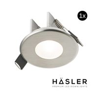 Hasler Inbouwspot Häsler Ferrara Incl. Fase Aansnijding Dimbaar 6,8 cm 4 Watt Helder Wit RVS Set 10x - Set 1 Spot - thumbnail