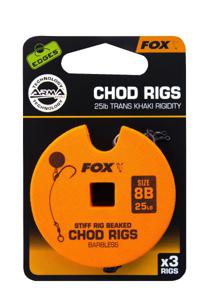 Fox Edge Armapoint Stiff Rig Beaked Chod Rigs Barbless 3St. 25LB Size 8