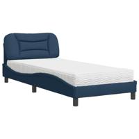 vidaXL Bed met matras stof blauw 90x190 cm, bedframe, bed, enkel bed, bedframes, bedbodem, stoffen bed, gewelfd bedframe, gewelfd stoffen bedframe