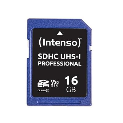 Intenso Professionele SDHC UHS-I Class 10, U3, V30 16GB geheugenkaart (tot 100 MB/s) blauw