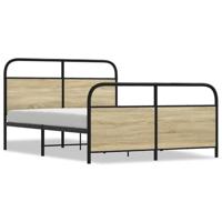 vidaXL Bedframe zonder matras metaal sonoma eikenkleurig 140x190 cm, slaapkamermeubels, tweepersoonsbed, bedstee, bed, dubbel bedframe, bedbodem