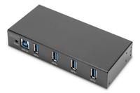 DIGITUS industriële 4-poorts USB-hub - 4x USB-A - USB 3.0-5 Gbps - USB SuperSpeed - 15 kV ESD-bescherming - DIN-rail montage - Zwart