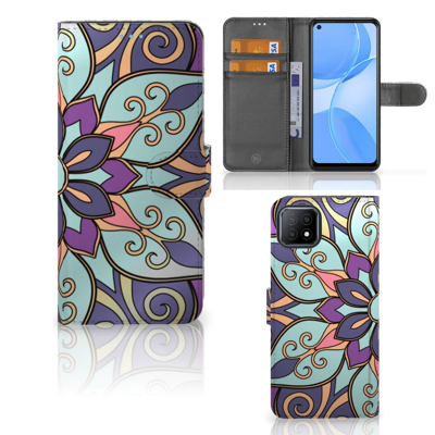 OPPO A73 5G Hoesje Purple Flower OPPO A73 5G Hoesje Purple Flower