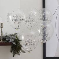 Confettiballonnen &apos;Merry Christmas&apos; Zilver (5st)