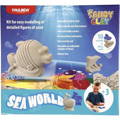 Sandy Clay speelzand Seaworld 600 gram met 10 vormpjes Sandy Clay speelzand Seaworld 600 gram met 10 vormpjes