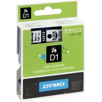 Dymo D1 Lettertape 6 mm x 7 m zwart op transparant 43610 - thumbnail