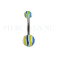 Navelpiercing gegolfd blauw-geel