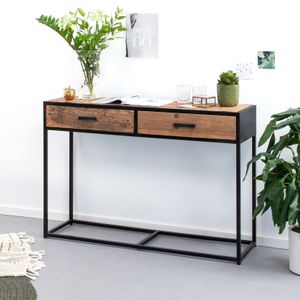 Sohome Sidetable Georgia Riverwood en staal, 120cm, met 2 laden - Bruin