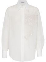 Brunello Cucinelli chemise en coton à fleurs brodées - Blanc - thumbnail