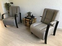 Set van 2 leren fauteuils met stalen frame - bruin leer - Echt leer, Industrieel, ontdek de vele Leersoorten en Kleuren bij ShopX