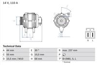 Dynamo / Alternator BOSCH, Spanning (Volt)14V, u.a. für KIA, Hyundai - thumbnail