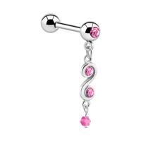 Jeweled Barbell with Charm Chirurgisch staal 316L / Belegde messing Barbells