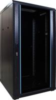 22U serverkast met glazen deur 600x600x1200mm (BxDxH) - Zwart - Maximale belasting 800 kg - Afsluitbaar met sleutel