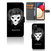 Telefoonhoesje met Naam Samsung Galaxy A03s Skull Hair - thumbnail